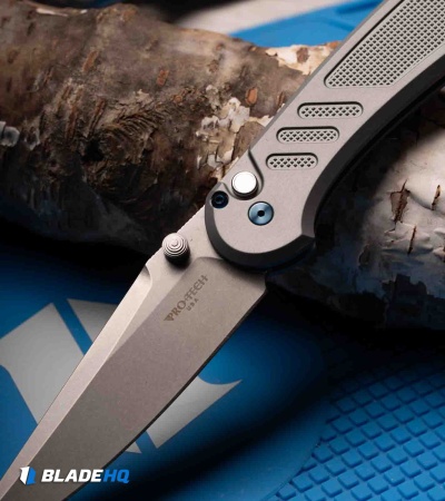 Pro-Tech Avalon Button Lock Knife Knurled Gray Aluminum (4.25" SW A-421)